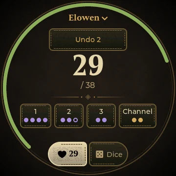 Character page with one 2nd-level slot spent