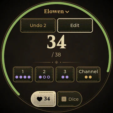 Character page after holding a tile to get a slot back
