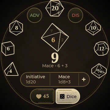 Saved roll Mace: 1d8 + 3, result 9