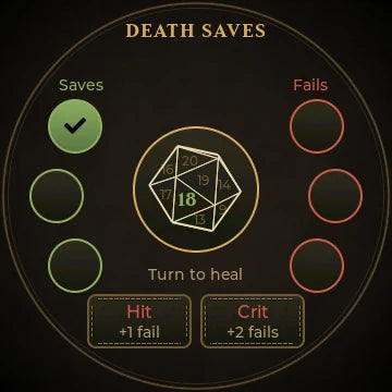 Death save roll of 18, one success
