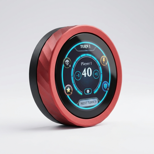 Round Soul Dial Life Point Tracker with digital display on a gray background